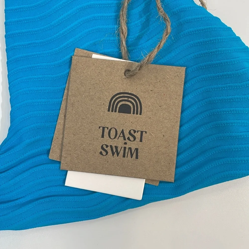 NWT Toast Swim Bikini XS Ocean Wave Scoop Top Banded Waist Bottom